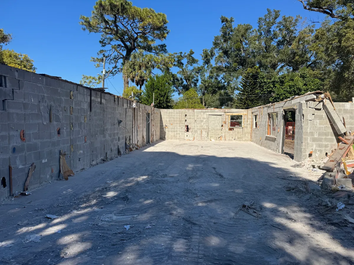 Partially demolished building
